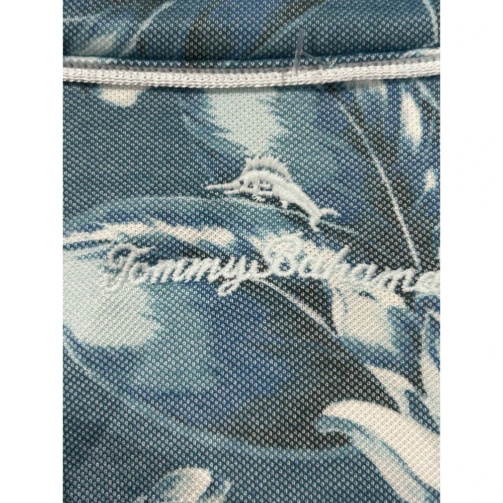 Tommy Bahama Teal Hibiscus Print Polo Men’s 2XLB NWOT Pima Cotton Beach Hawaiian
